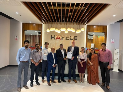 TÜV India formally presents the ISO certification to the Häfele India team